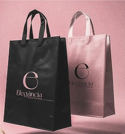 Sacolas da Elegância em preto e rosa